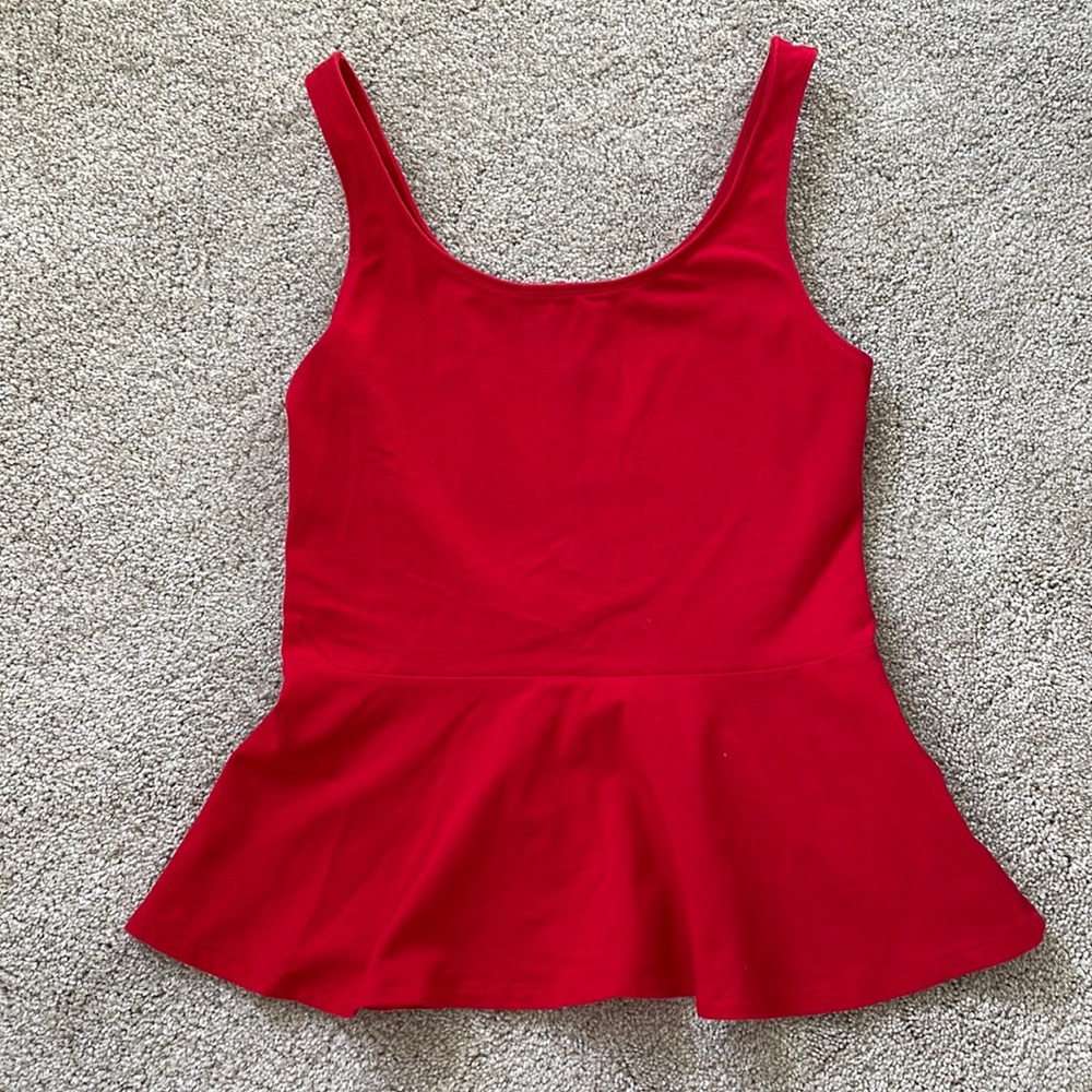 Red peplum tank